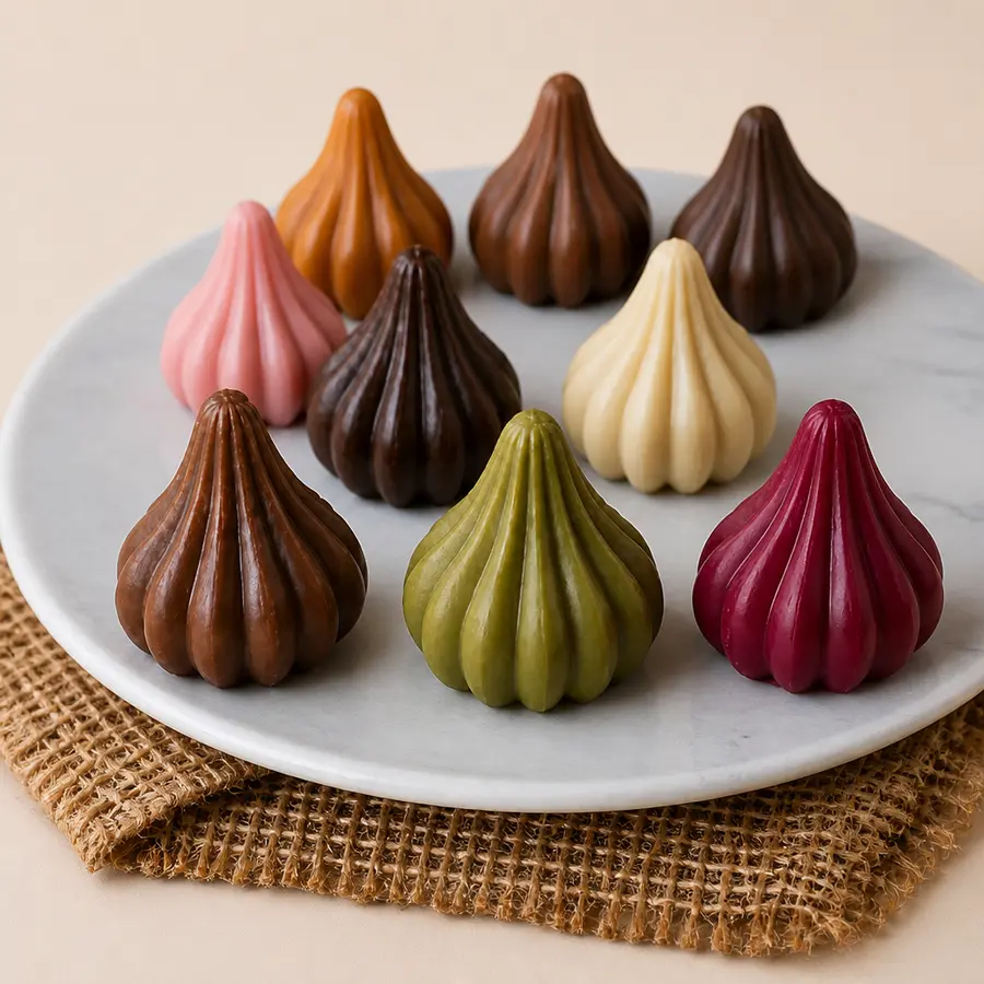 A hand-shaped chocolate modak